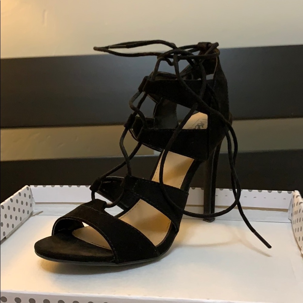 Black strappy heels